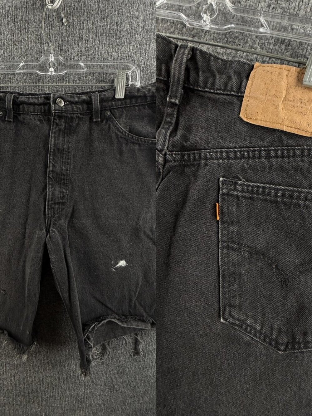 VTG Levis Orange Tab Charcoal Jort 38 Black Denim Shorts Mens Adult ACTL 37x10